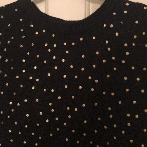 Loft black & gold polkadot sweater cutout small - Picture 5 of 9